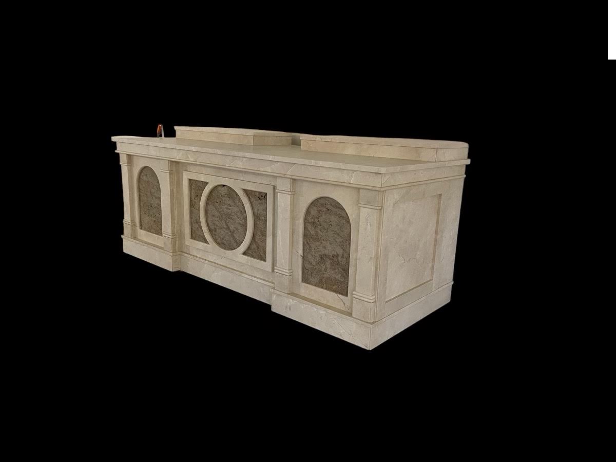Bakersfield CA Custom Marble high altar and side altar Fynders Keepers