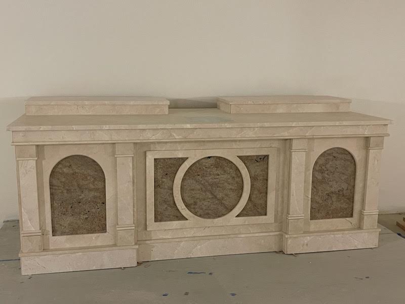 Bakersfield CA Custom Marble high altar and side altar