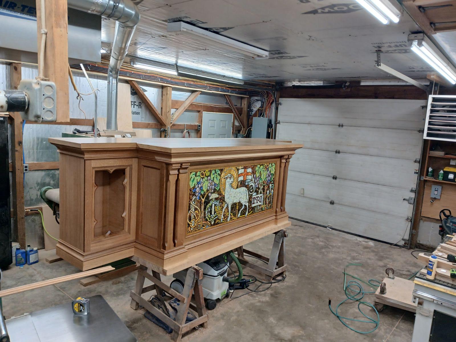 Mosaic Altars, ambo custom built St Marys