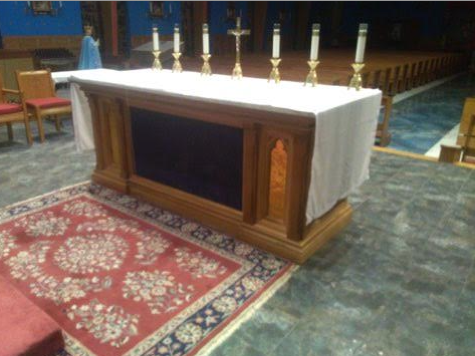 Mosaic Altars, ambo custom built St Marys