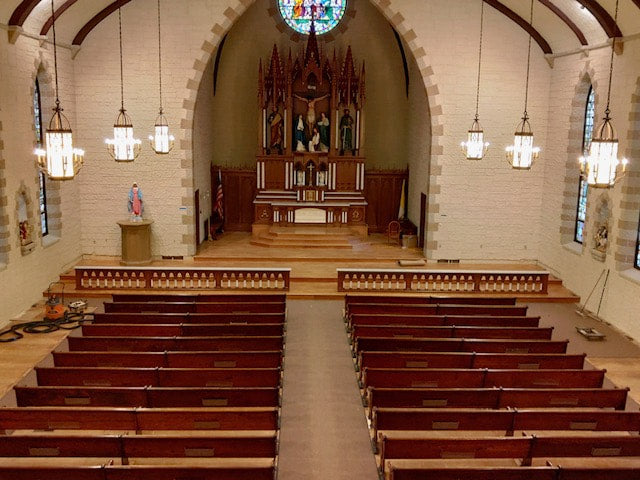 New Gothic marble and faux marble altar rail