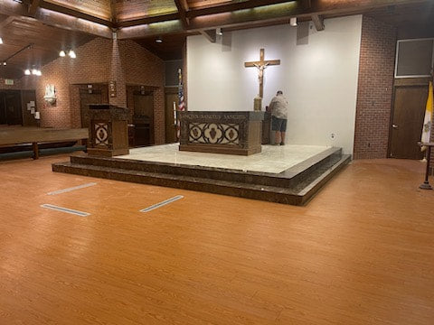 Custom Marble and Wood Altar and ambo tabernacle stand