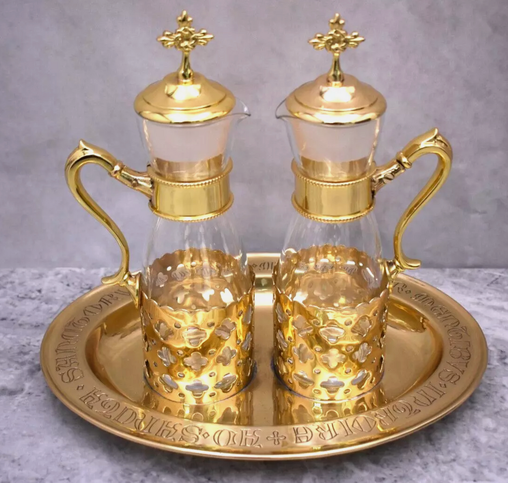 H-412 Brass Cruet Set with Tray Fynders Keepers
