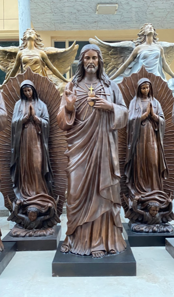 Sacred Heart Statue colored real bronze
