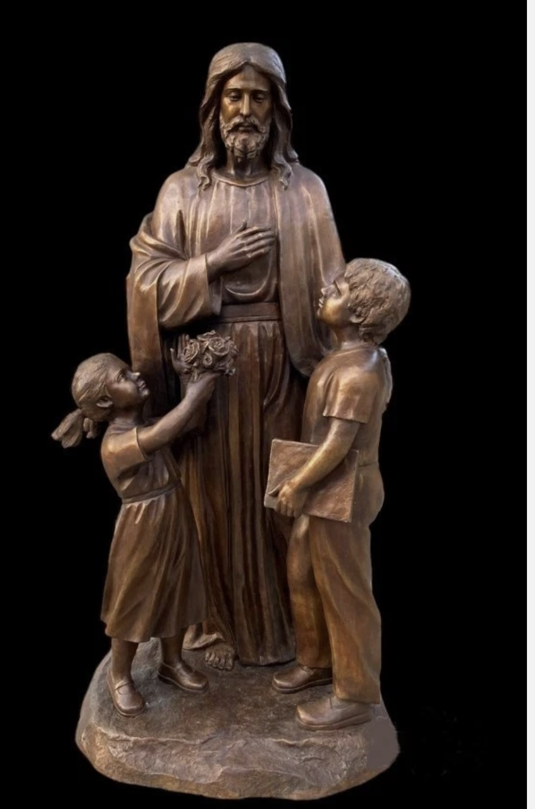 5ft Christ and the Children in Bronze