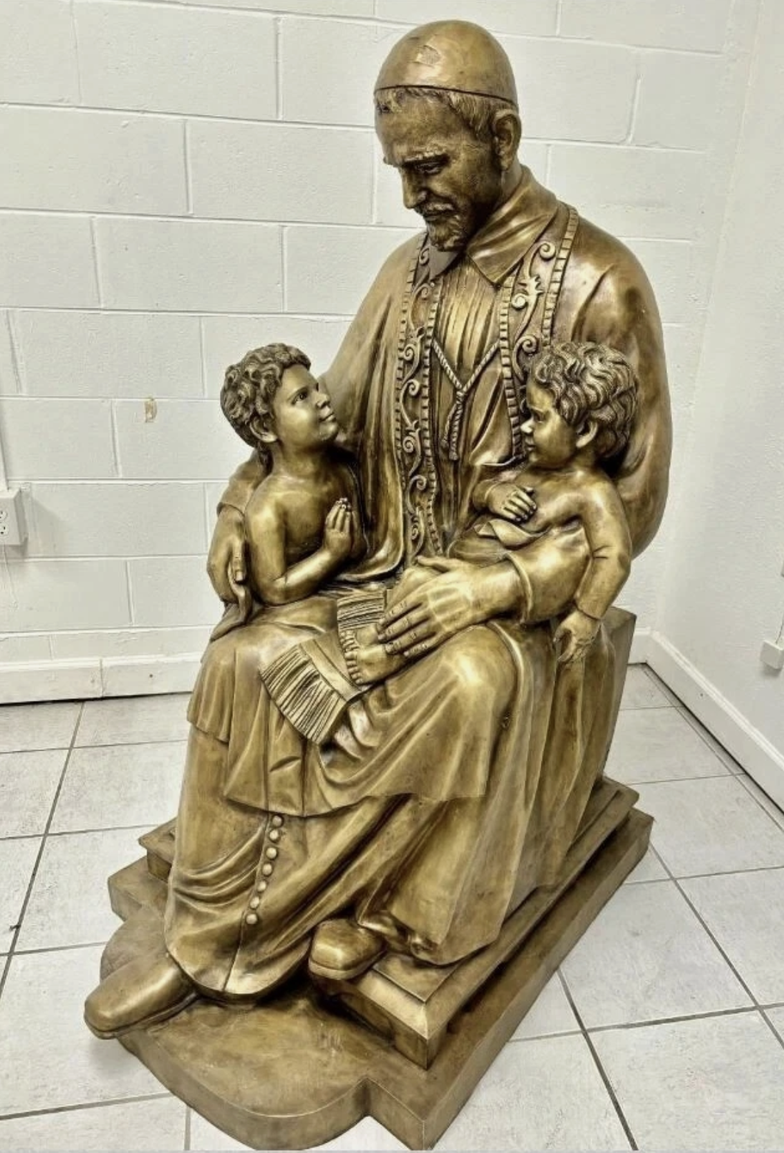 Seated St Vincent de Paul 5ft in Bronze Fynders Keepers
