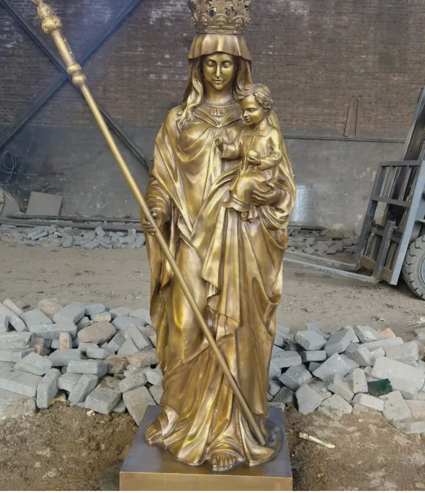 Blessed Mother and Child Solid Bronze Statue 5ft