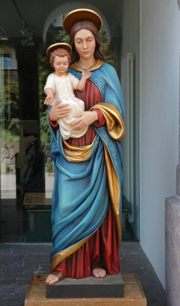 Wood Carved Statue of Mary with Child (FSMC13)