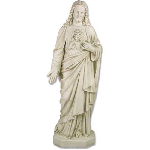 Sacred Heart of Jesus 49 inch statue, white finish