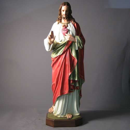 Sacred Heart with Hand Raised 52 inch statue, color finish