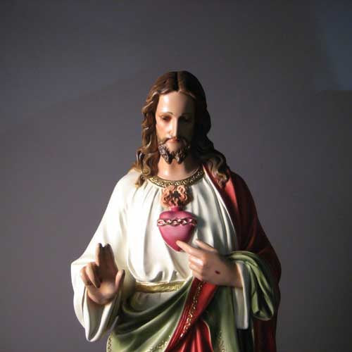 Sacred Heart with Hand Raised 52 inch statue, color finish
