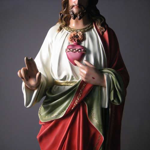 Sacred Heart with Hand Raised 52 inch statue, color finish