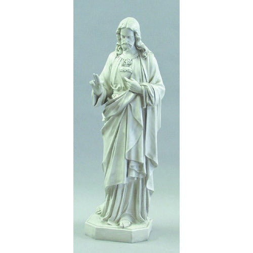 Sacred Heart with Hand Raised 52 inch statue, white finish