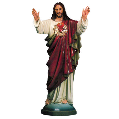 Sacred Heart with Hands Raised 60 inch statue, color finish
