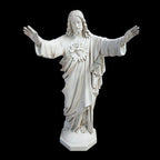 Sacred Heart with Hands Raised 60 inch statue, white finish