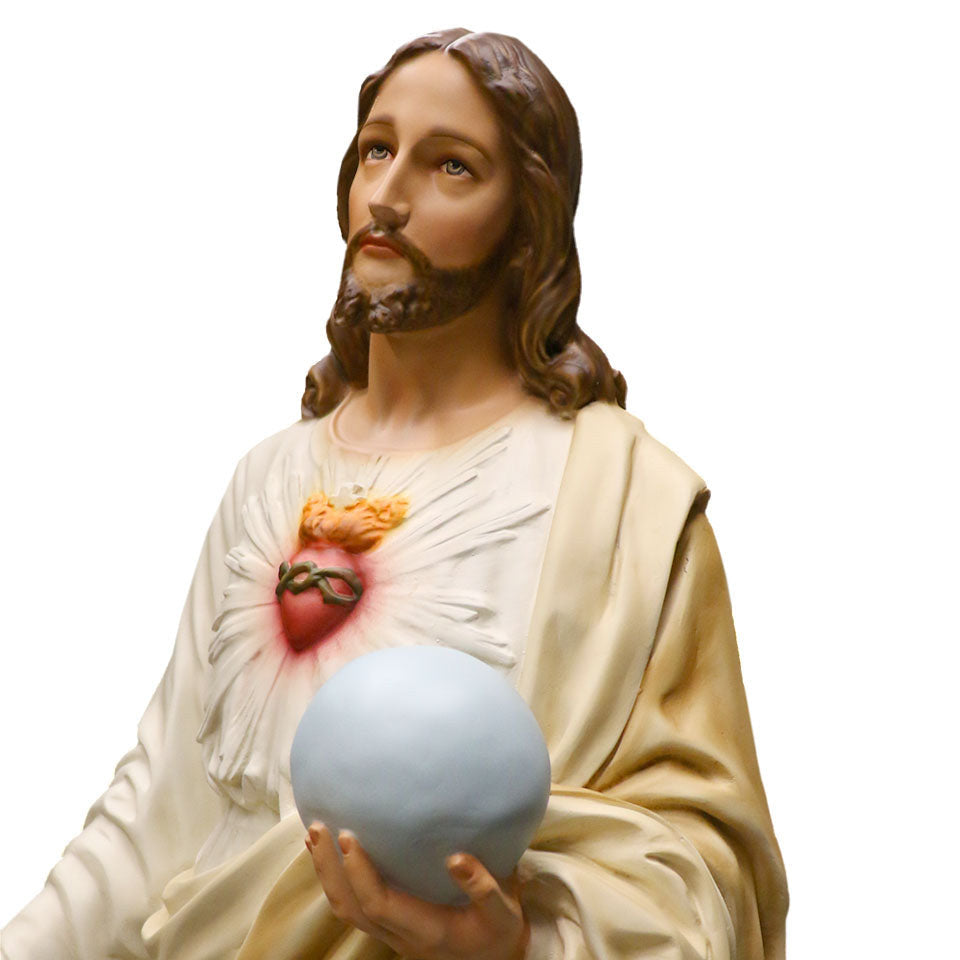 Sacred Heart to the World 62 inch statue, color finish
