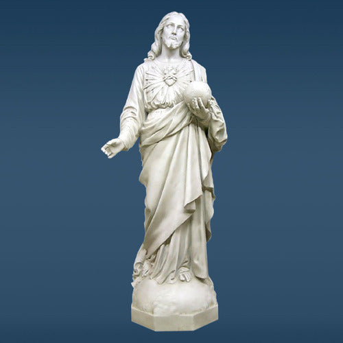 Sacred Heart to the World 62 inch statue, white finish