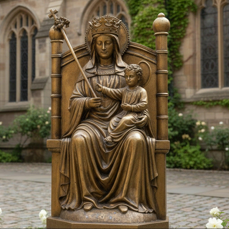 Bronze Statue of Seated Mary with Child