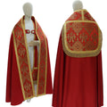 Silk damask Roman cope, red