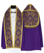 Silk damask Roman cope, violet