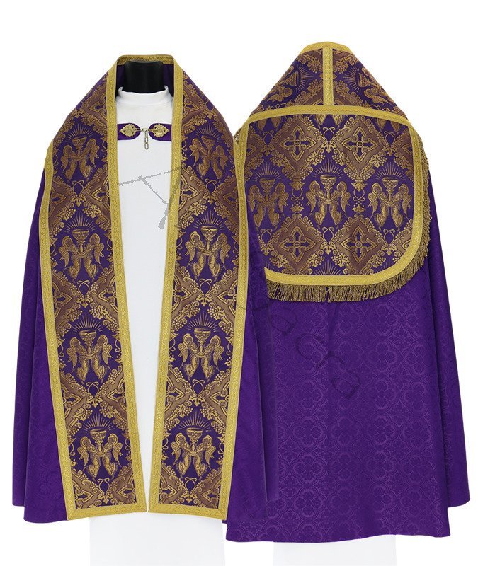 Silk damask Roman cope, violet