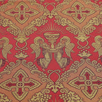 Silk damask Roman cope, red, fabric detail