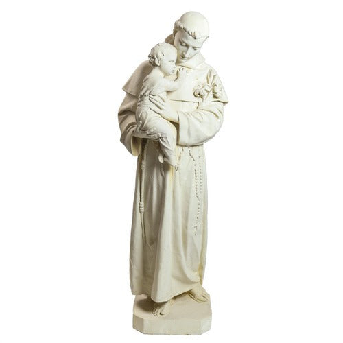 St. Anthony and Child 67 inch statue, white finish