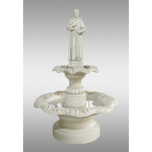 St. Francis Double Fountain 55 inch statue, white finish