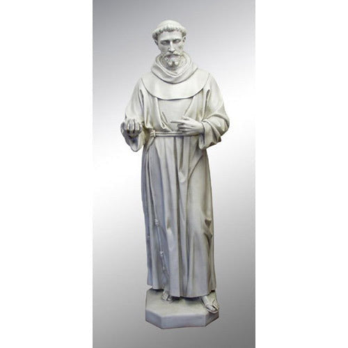 St. Francis of Assisi Life-Size 74 inch statue, white finish