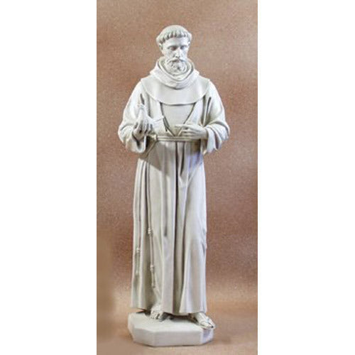 St. Francis with Dove 74 inch statue, white finish