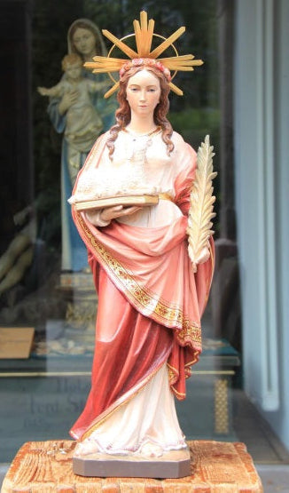 Wood Carved Statue of St. Agnes