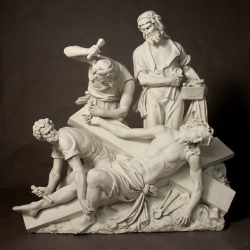 Station 11: Jesus Is Nailed to the Cross 47 inch statue, white finish