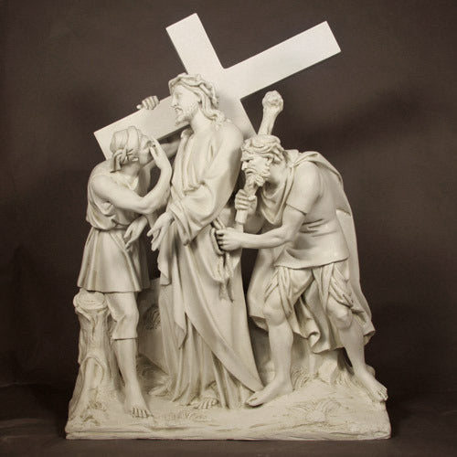 Station 2: Jesus Takes Up His Cross 58 inch statue, white finish