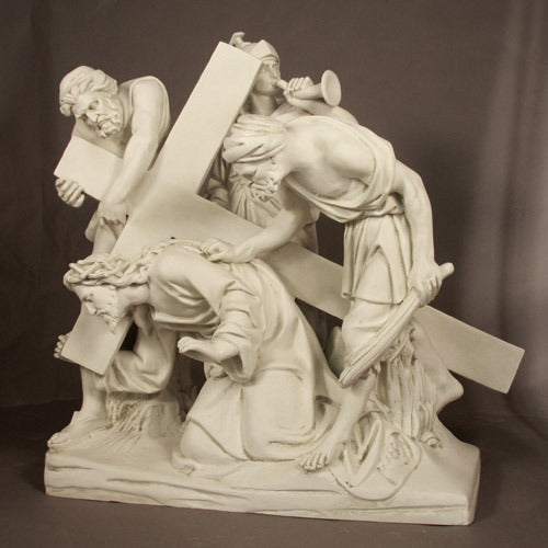 Station 3: Jesus Falls the First Time 48 inch statue, white finish