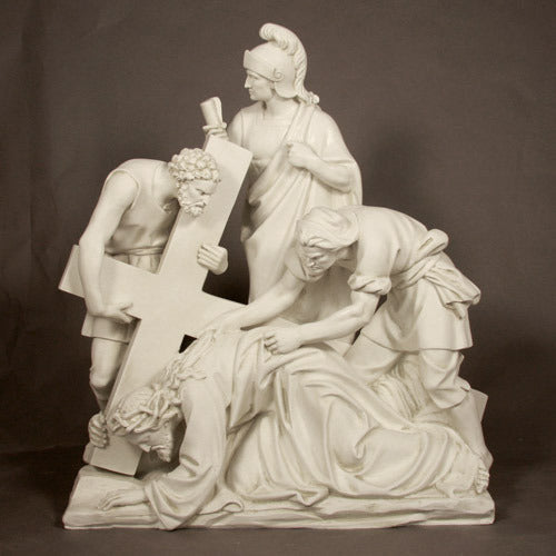 Station 7: Jesus Falls the Second Time 54 inch statue, white finish