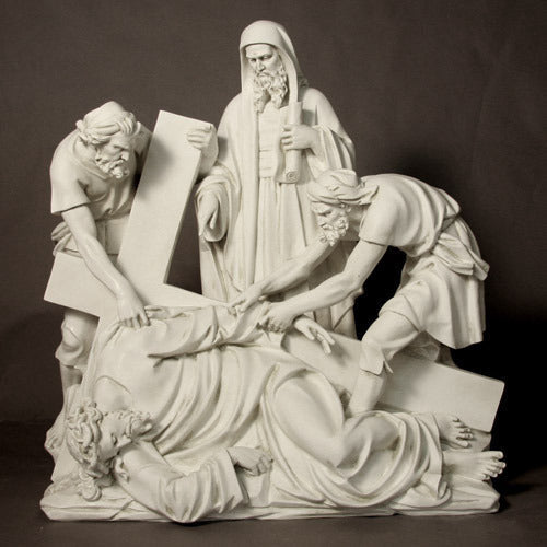 Station 9: Jesus Falls the Third Time 46 inch statue, white finish