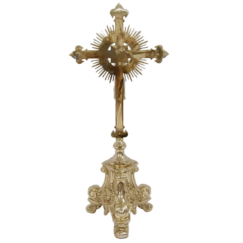 H-200-332 Ornate Altar Crucifix with Purple Stones