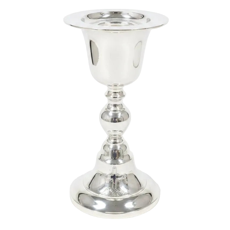 H-403S Silver Plated Baroque Travel Chalice, Paten and Case Set