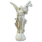 Trumpeting Angel, Left, 64 inch statue, white finish