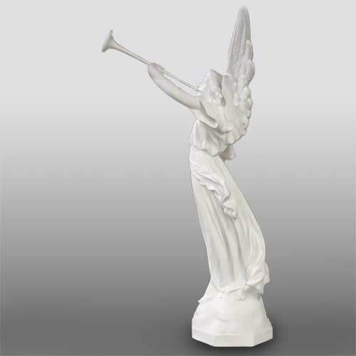 Trumpeting Angel, Left, 64 inch statue, white finish