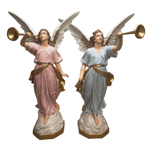 Trumpeting Angels Set 64 inch statues, color finish